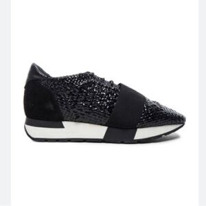 Balenciaga Raffia Runners in black woven leather sneakers size‎ 41